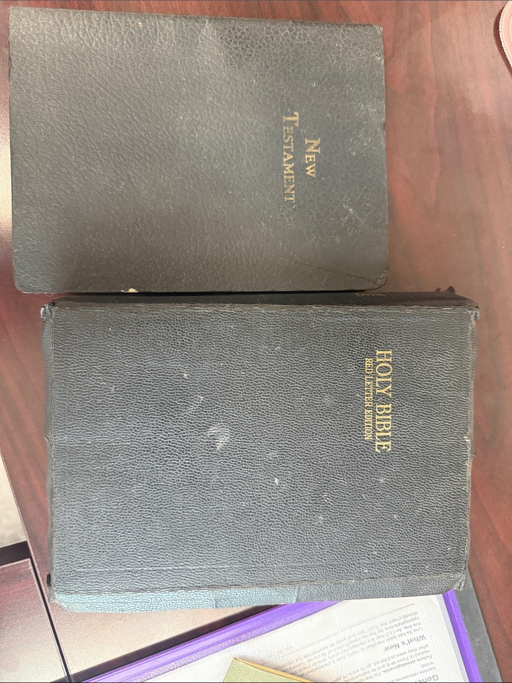 Vintage!!!!Holy Bible & New Testament Black Leather Set -